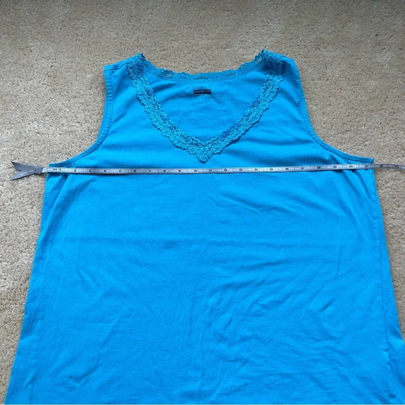 Basic Editions Women’s Blue V-Neck Tank Top - Size XL - VGUC - 100% Cotton - Picture 7 of 7